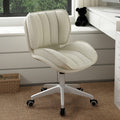 Modern Minimalist Adjustable Removable Square-Striped Metal PU Leather Foam Desk Chair Backrest Armless For Home Office DFM-F