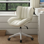 Modern Minimalist Adjustable Removable Square-Striped Metal PU Leather Foam Desk Chair Backrest Armless For Home Office DFM-F