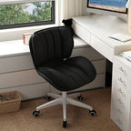 Modern Minimalist Adjustable Removable Square-Striped Metal PU Leather Foam Desk Chair Backrest Armless For Home Office DFM-F