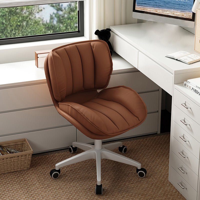 Modern Minimalist Adjustable Removable Square-Striped Metal PU Leather Foam Desk Chair Backrest Armless For Home Office DFM-F