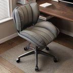 Modern Minimalist Adjustable Removable Square-Striped Metal PU Leather Foam Desk Chair Backrest Armless For Home Office DFM-F