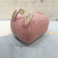 Lumendat Contemporary Creative Kids Rabbit-Shaped Teddy Fabric Solid Wood Sponge Low Stool Backless Armless For Living Room Lumendat