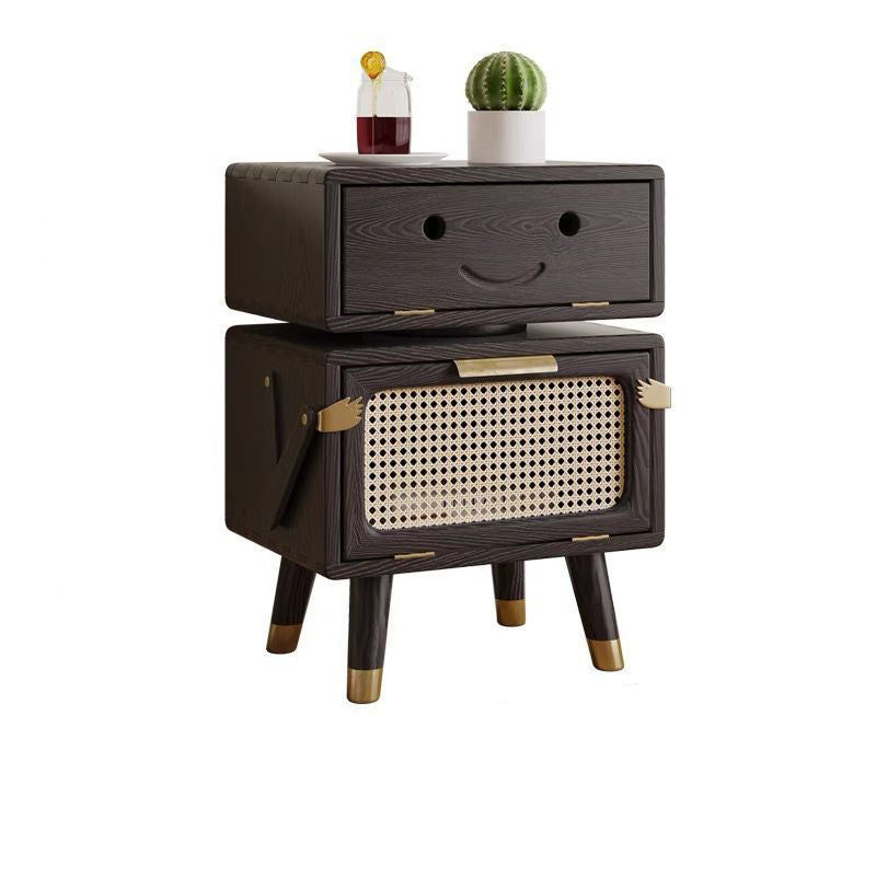Lumendat Contemporary Creative Rotatable Kids Robot Rectangular Cubic Ash Rattan Hardware Nightstand 2 - Cabinet For Bedroom Lumendat