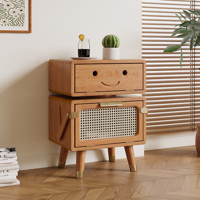 Lumendat Contemporary Creative Rotatable Kids Robot Rectangular Cubic Ash Rattan Hardware Nightstand 2 - Cabinet For Bedroom Lumendat