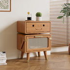 Lumendat Contemporary Creative Rotatable Kids Robot Rectangular Cubic Ash Rattan Hardware Nightstand 2 - Cabinet For Bedroom Lumendat