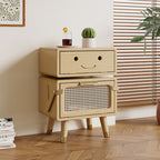 Lumendat Contemporary Creative Rotatable Kids Robot Rectangular Cubic Ash Rattan Hardware Nightstand 2 - Cabinet For Bedroom Lumendat