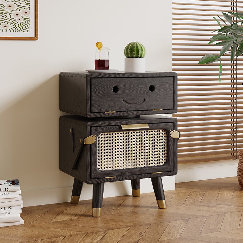 Lumendat Contemporary Creative Rotatable Kids Robot Rectangular Cubic Ash Rattan Hardware Nightstand 2 - Cabinet For Bedroom Lumendat