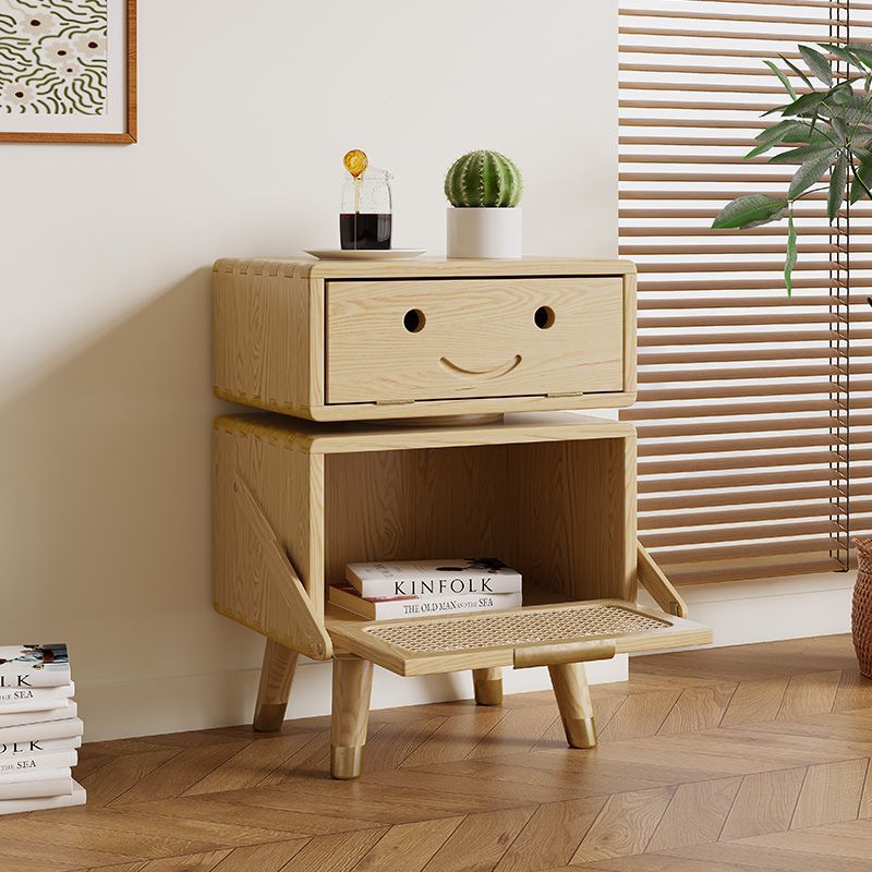 Lumendat Contemporary Creative Rotatable Kids Robot Rectangular Cubic Ash Rattan Hardware Nightstand 2 - Cabinet For Bedroom Lumendat
