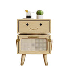 Lumendat Contemporary Creative Rotatable Kids Robot Rectangular Cubic Ash Rattan Hardware Nightstand 2 - Cabinet For Bedroom Lumendat