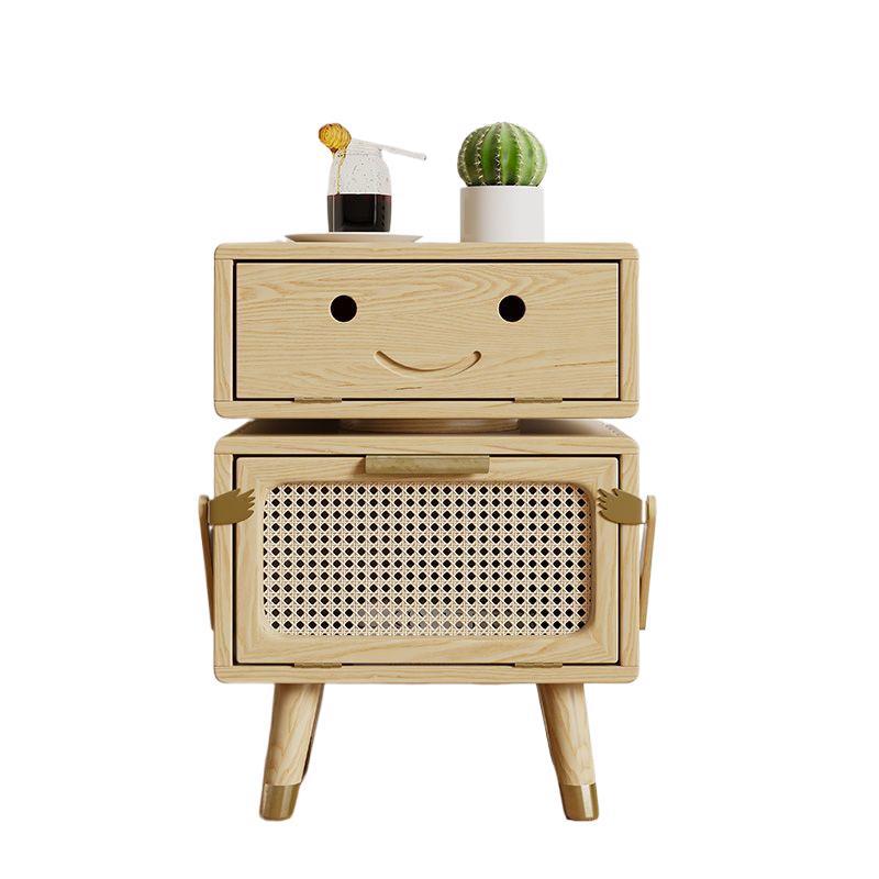 Lumendat Contemporary Creative Rotatable Kids Robot Rectangular Cubic Ash Rattan Hardware Nightstand 2 - Cabinet For Bedroom Lumendat
