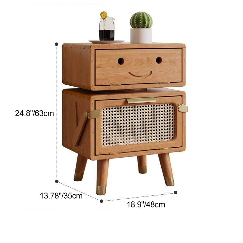 Lumendat Contemporary Creative Rotatable Kids Robot Rectangular Cubic Ash Rattan Hardware Nightstand 2 - Cabinet For Bedroom Lumendat