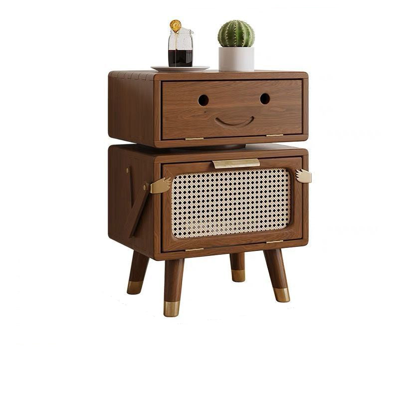 Lumendat Contemporary Creative Rotatable Kids Robot Rectangular Cubic Ash Rattan Hardware Nightstand 2 - Cabinet For Bedroom Lumendat