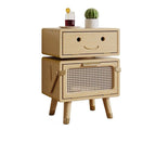 Lumendat Contemporary Creative Rotatable Kids Robot Rectangular Cubic Ash Rattan Hardware Nightstand 2 - Cabinet For Bedroom Lumendat