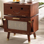 Lumendat Contemporary Creative Rotatable Kids Robot Rectangular Cubic Ash Rattan Hardware Nightstand 2 - Cabinet For Bedroom Lumendat