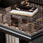 Modern Minimalist Square Marble Solid Wood Resin Stainless Steel End Table 2-Tier For Living Room Lumendat