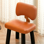 Lumendat Modern Minimalist Kids Square Solid Wood Sponge Faux Leather Chair Backrest Armless For Living Room Lumendat