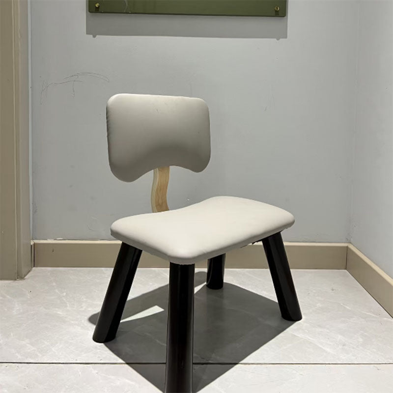 Lumendat Modern Minimalist Kids Square Solid Wood Sponge Faux Leather Chair Backrest Armless For Living Room Lumendat
