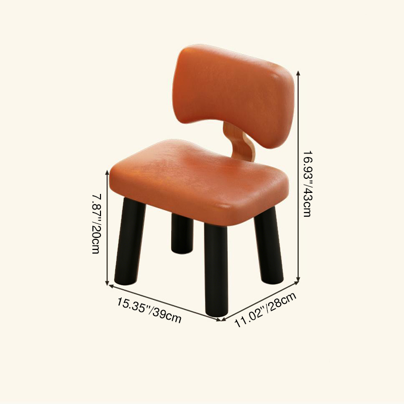 Lumendat Modern Minimalist Kids Square Solid Wood Sponge Faux Leather Chair Backrest Armless For Living Room Lumendat