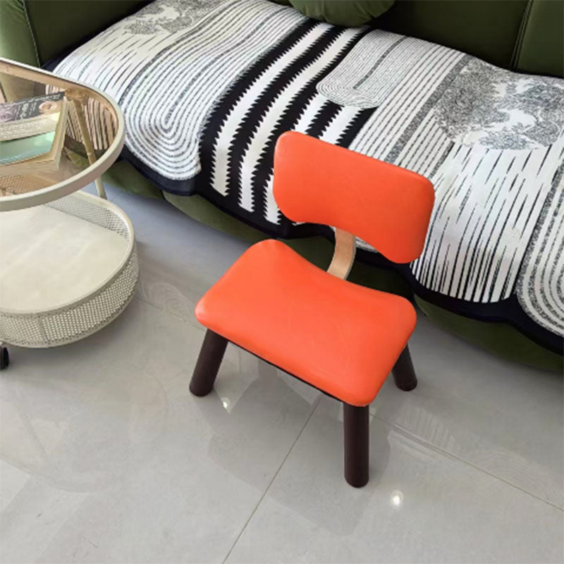 Lumendat Modern Minimalist Kids Square Solid Wood Sponge Faux Leather Chair Backrest Armless For Living Room Lumendat