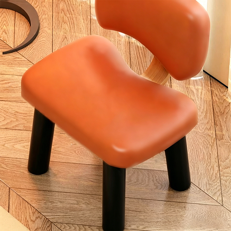 Lumendat Modern Minimalist Kids Square Solid Wood Sponge Faux Leather Chair Backrest Armless For Living Room Lumendat