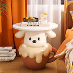 Lumendat Contemporary Creative Kids Teacup Dog-Shaped Resin Solid Wood Side Table 1-Tray For Living Room Lumendat