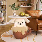 Lumendat Contemporary Creative Kids Teacup Dog-Shaped Resin Solid Wood Side Table 1-Tray For Living Room Lumendat