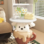 Lumendat Contemporary Creative Kids Teacup Dog-Shaped Resin Solid Wood Side Table 1-Tray For Living Room Lumendat