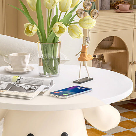 Lumendat Contemporary Creative Kids Teacup Dog-Shaped Resin Solid Wood Side Table 1-Tray For Living Room Lumendat