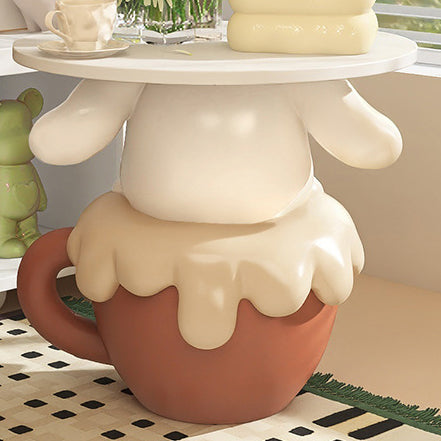 Lumendat Contemporary Creative Kids Teacup Dog-Shaped Resin Solid Wood Side Table 1-Tray For Living Room Lumendat