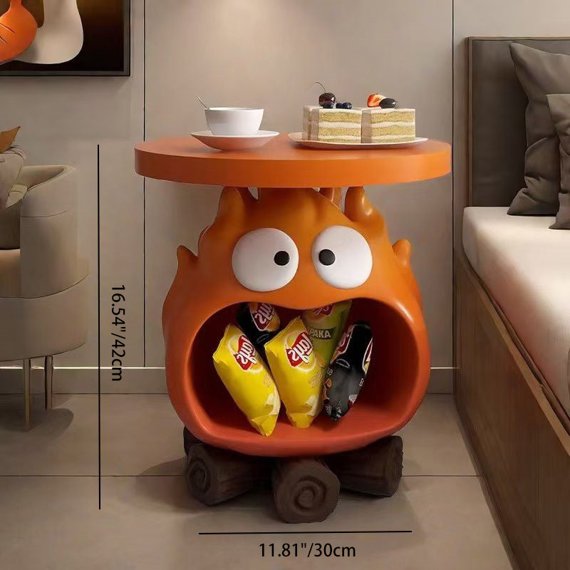 Lumendat Contemporary Creative Kids Flame-Shaped Resin Side Table 1-Tray For Living Room Lumendat