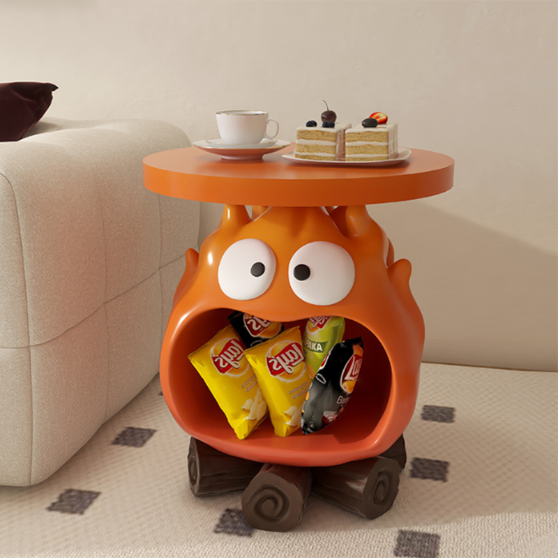 Lumendat Contemporary Creative Kids Flame-Shaped Resin Side Table 1-Tray For Living Room Lumendat
