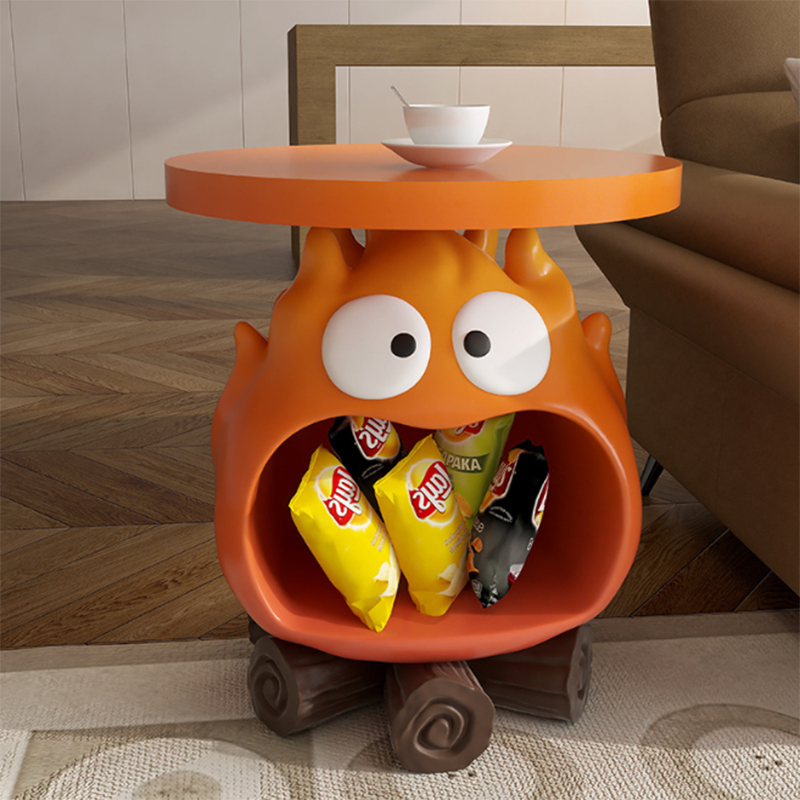 Lumendat Contemporary Creative Kids Flame-Shaped Resin Side Table 1-Tray For Living Room Lumendat