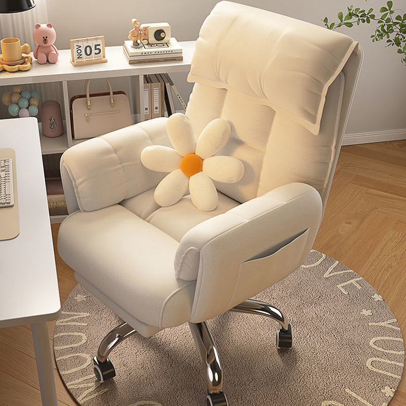 Modern Minimalist Fabric & Stainless Steel Square Seat Desk Chair With Adjustable Backrest & Swivel Base For Home Office DFM-F