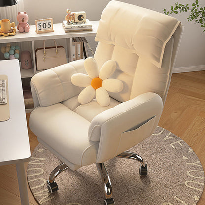 Modern Minimalist Fabric & Stainless Steel Square Seat Desk Chair With Adjustable Backrest & Swivel Base For Home Office