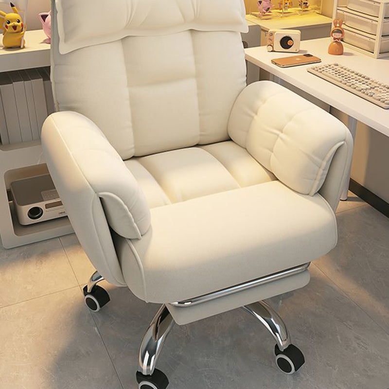 Modern Minimalist Fabric & Stainless Steel Square Seat Desk Chair With Adjustable Backrest & Swivel Base For Home Office DFM-F
