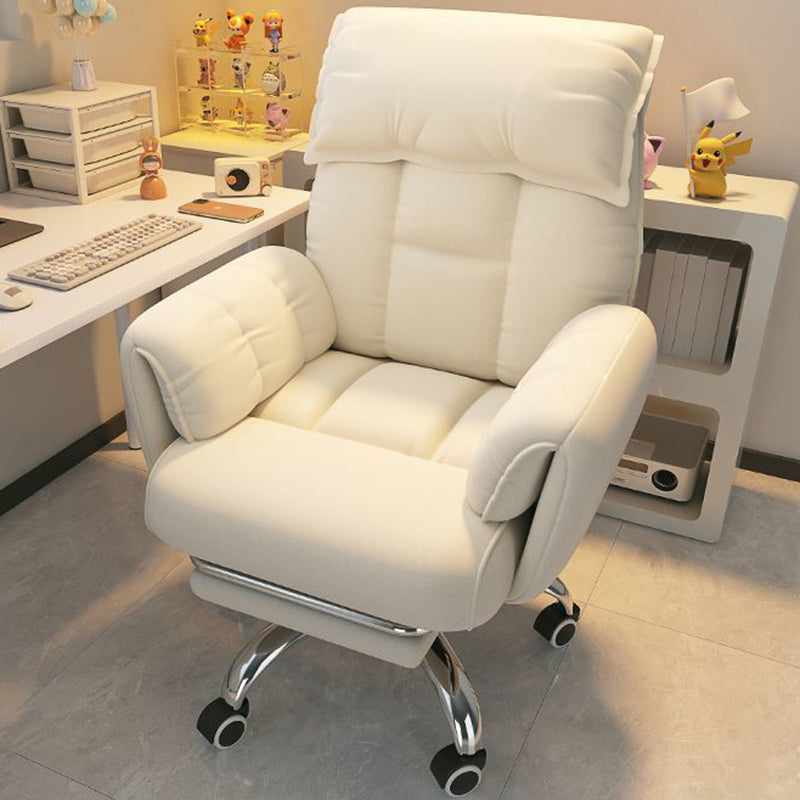 Modern Minimalist Fabric & Stainless Steel Square Seat Desk Chair With Adjustable Backrest & Swivel Base For Home Office DFM-F
