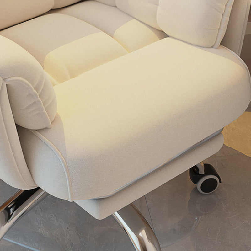 Modern Minimalist Fabric & Stainless Steel Square Seat Desk Chair With Adjustable Backrest & Swivel Base For Home Office DFM-F