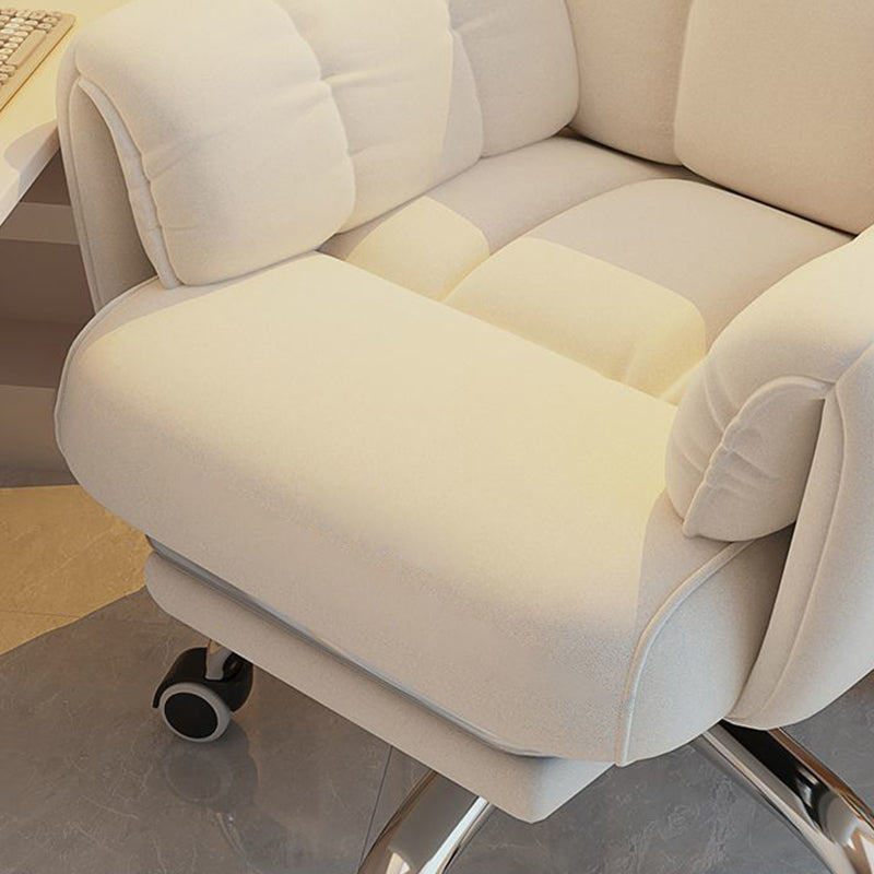 Modern Minimalist Fabric & Stainless Steel Square Seat Desk Chair With Adjustable Backrest & Swivel Base For Home Office DFM-F