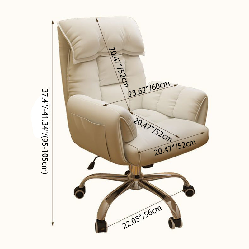 Modern Minimalist Fabric & Stainless Steel Square Seat Desk Chair With Adjustable Backrest & Swivel Base For Home Office DFM-F