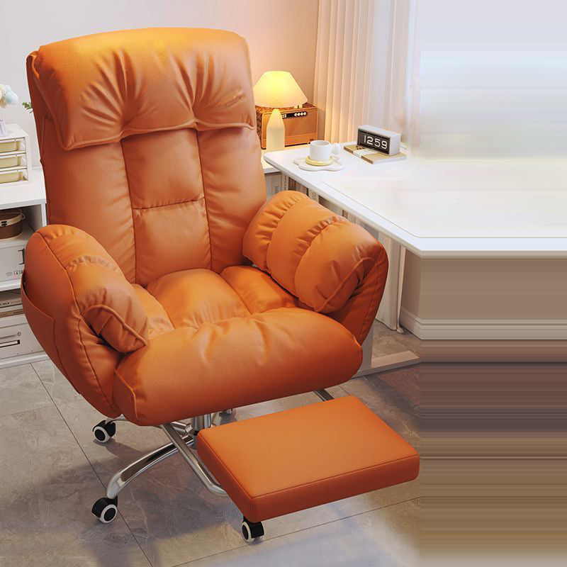 Modern Minimalist Fabric & Stainless Steel Square Seat Desk Chair With Adjustable Backrest & Swivel Base For Home Office DFM-F