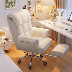 Modern Minimalist Fabric & Stainless Steel Square Seat Desk Chair With Adjustable Backrest & Swivel Base For Home Office DFM-F