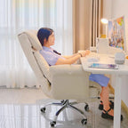 Modern Minimalist Fabric & Stainless Steel Square Seat Desk Chair With Adjustable Backrest & Swivel Base For Home Office DFM-F