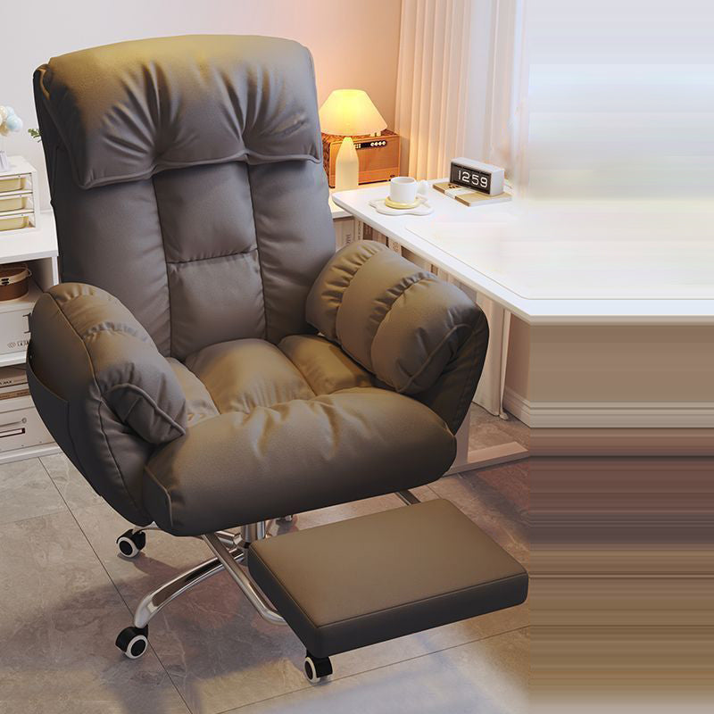 Modern Minimalist Fabric & Stainless Steel Square Seat Desk Chair With Adjustable Backrest & Swivel Base For Home Office DFM-F