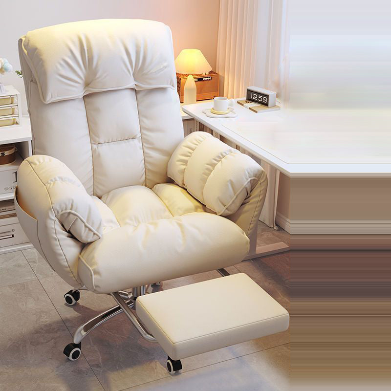 Modern Minimalist Fabric & Stainless Steel Square Seat Desk Chair With Adjustable Backrest & Swivel Base For Home Office DFM-F