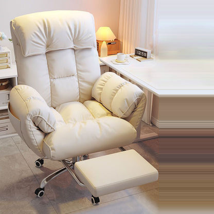 Modern Minimalist Fabric & Stainless Steel Square Seat Desk Chair With Adjustable Backrest & Swivel Base For Home Office