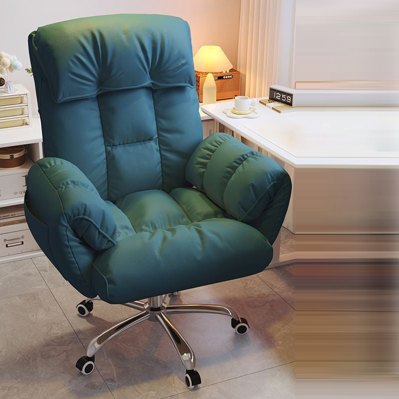 Modern Minimalist Fabric & Stainless Steel Square Seat Desk Chair With Adjustable Backrest & Swivel Base For Home Office DFM-F