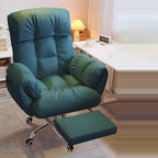 Modern Minimalist Fabric & Stainless Steel Square Seat Desk Chair With Adjustable Backrest & Swivel Base For Home Office DFM-F