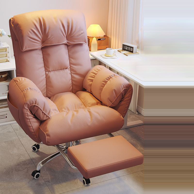 Modern Minimalist Fabric & Stainless Steel Square Seat Desk Chair With Adjustable Backrest & Swivel Base For Home Office DFM-F