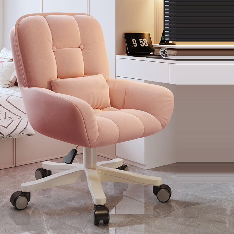 Modern Minimalist Velvet PU Leather & Nylon Square Desk Chair With Adjustable Height For Home Office DFM-F