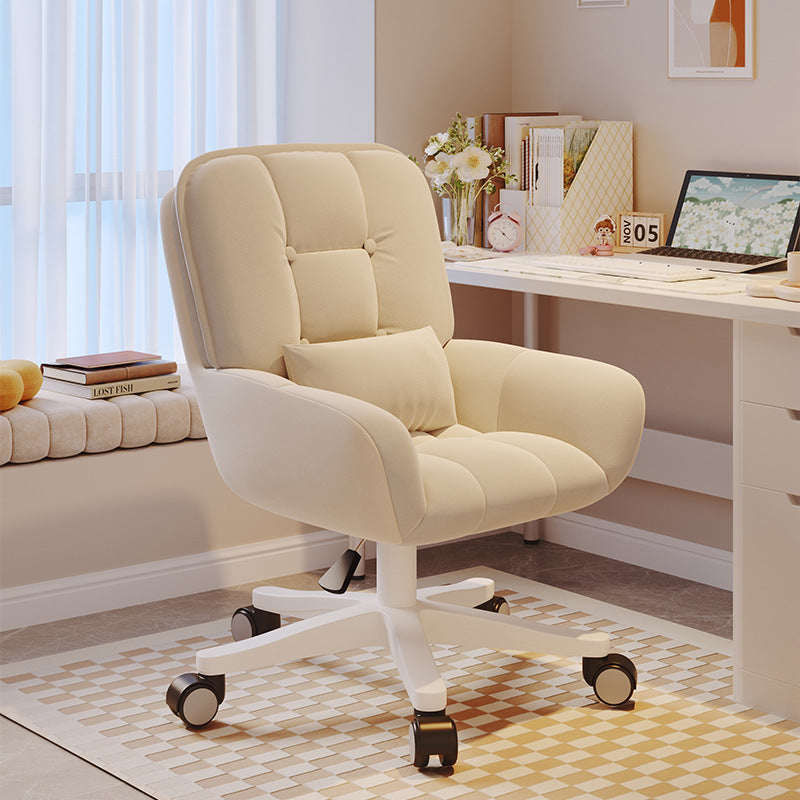 Modern Minimalist Velvet PU Leather & Nylon Square Desk Chair With Adjustable Height For Home Office DFM-F